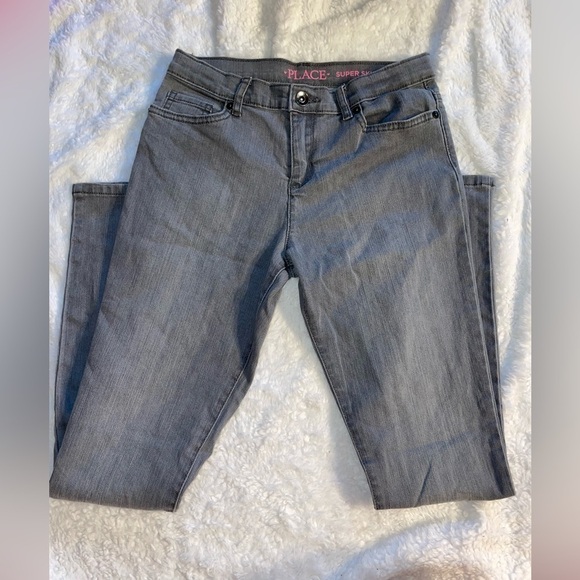 5/$25 Girls Jeans Size 14 Super Skinny Light Wash Gray - Picture 5 of 8